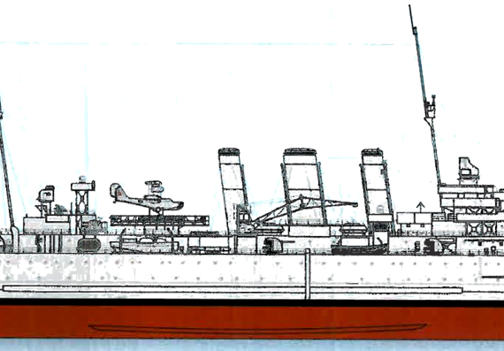 Корабль HMAS Australia D84 [Heavy Cruiser] (1940) - чертежи, габариты, рисунки